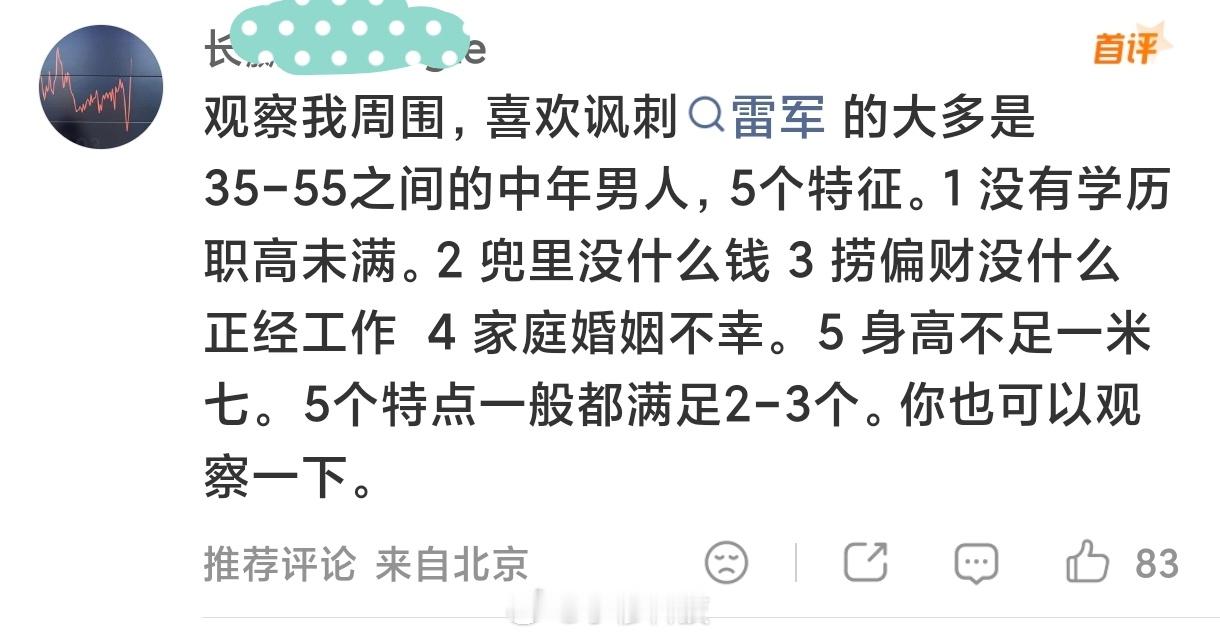 网友分析总结的讽刺雷军的用户画像大家觉的分析的正确度如何？