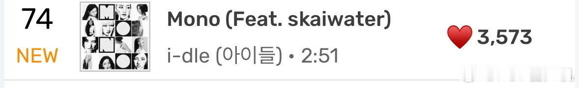 i-dle新单曲《Mono》空降MelOn实时第74，TOP100notin，首