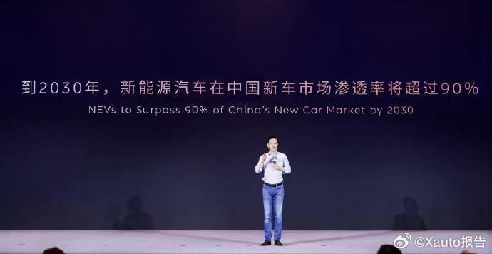 李斌称2030新能源汽车渗透率超90%6月26日，蔚来合作伙伴日活动现场，李斌抛