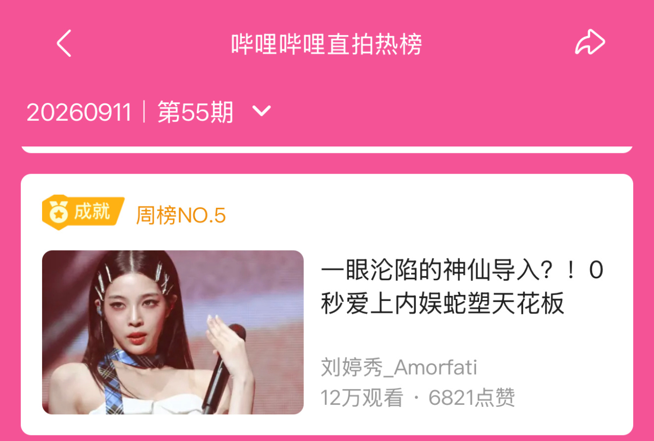 本周直拍热榜第五 ​​​