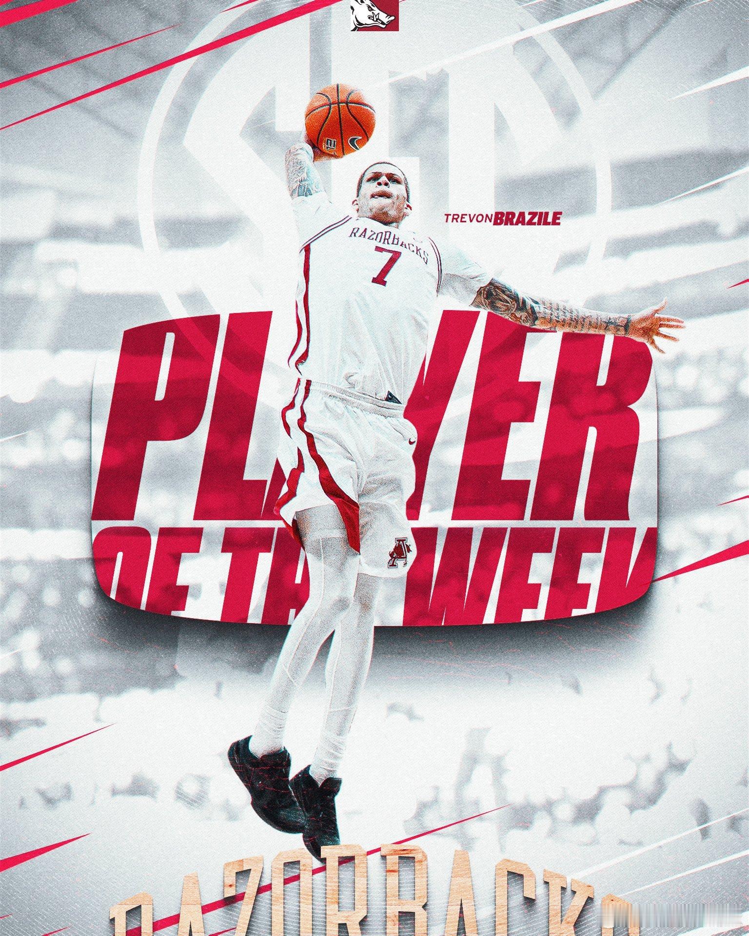 SEC联盟第6周表现奖（2025-2026赛季）。 最佳球员：Trevon Br