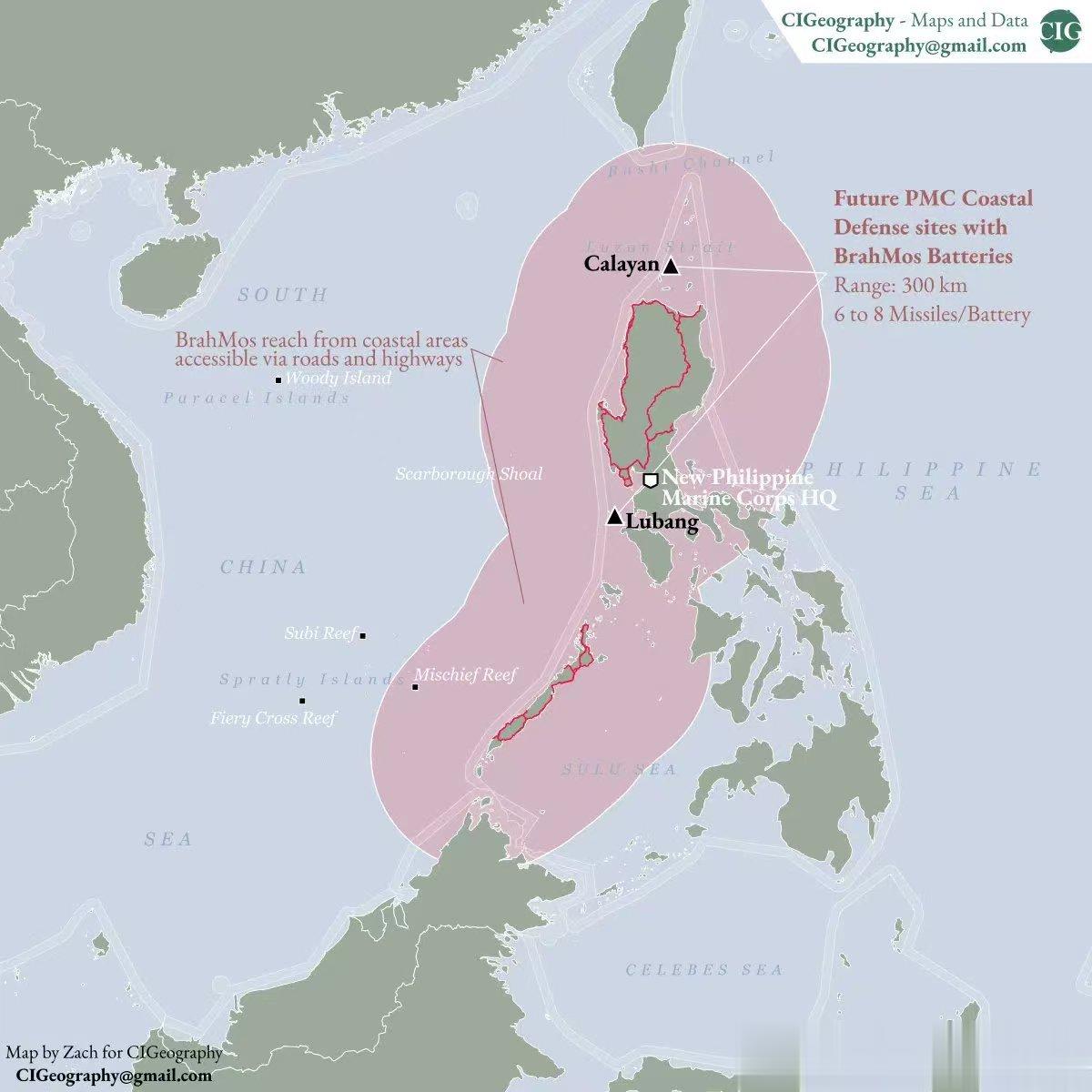 菲律宾已经迫不及待的想要接收“布拉莫斯”超音速反舰导弹了，如图所示是菲律宾媒体绘