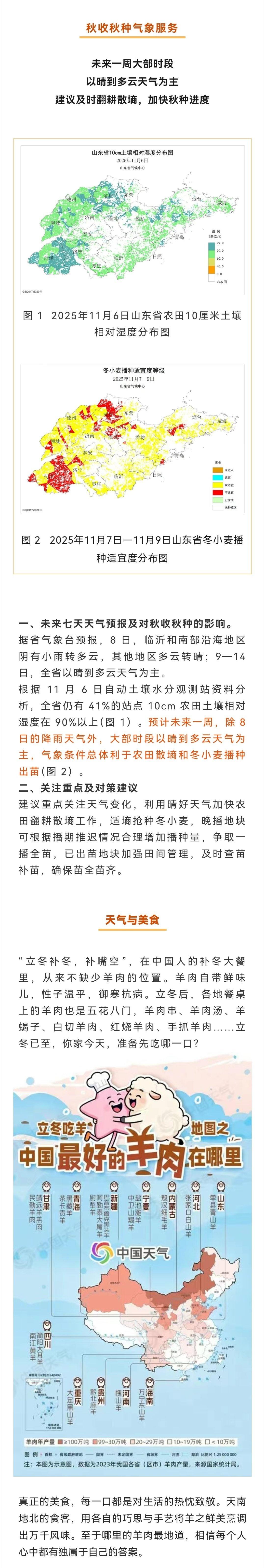 | 9日大部天气开始转晴，建议加快秋种进度。