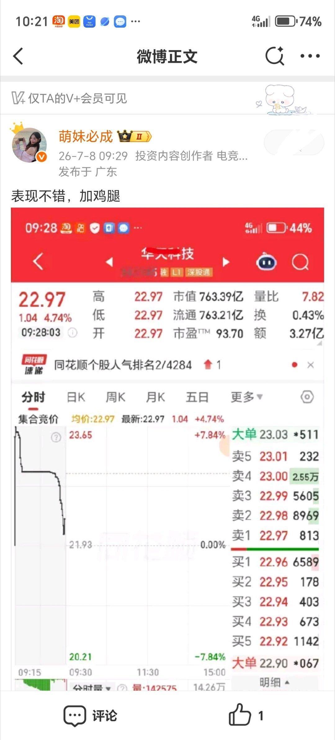 操，昨天自己看错一个字，今天涨停了，V➕的兄弟姐妹们吃肉了吧 
