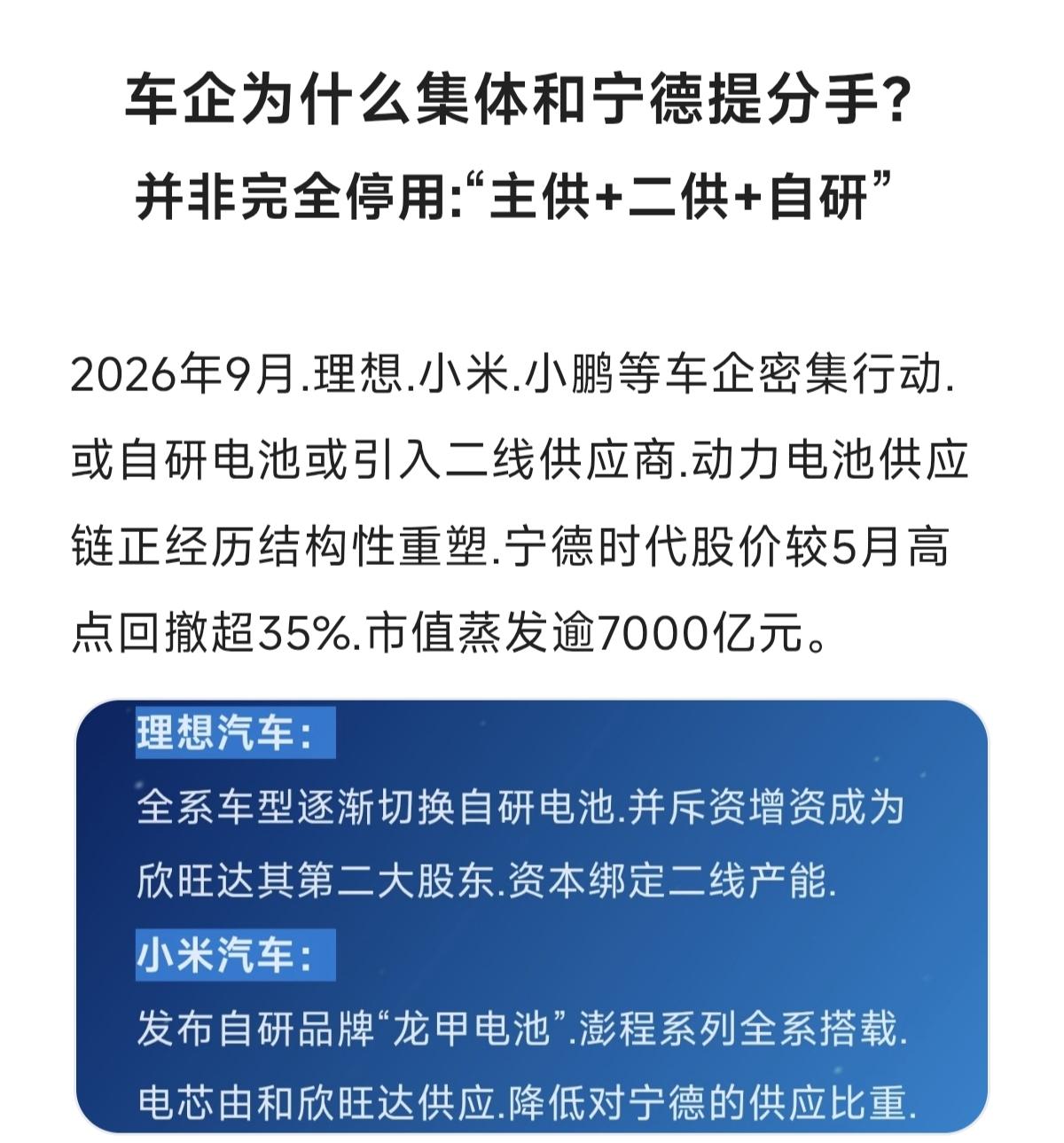 车企为什么集体和宁德提分手？支持国产新能源车 创作者中心 创作灵感 小米汽车