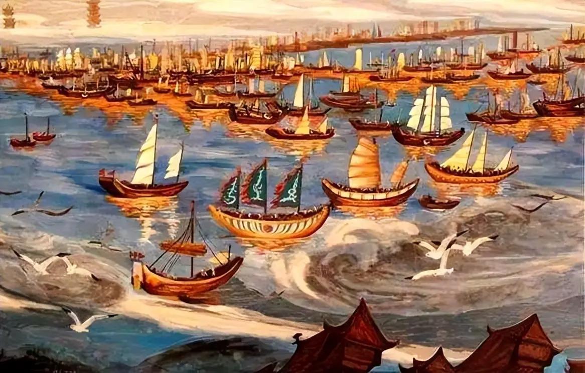 宋代商船出海前，会用动物骨头占卜航行吉凶。

出发前夜，泉州或广州港边的商船上，