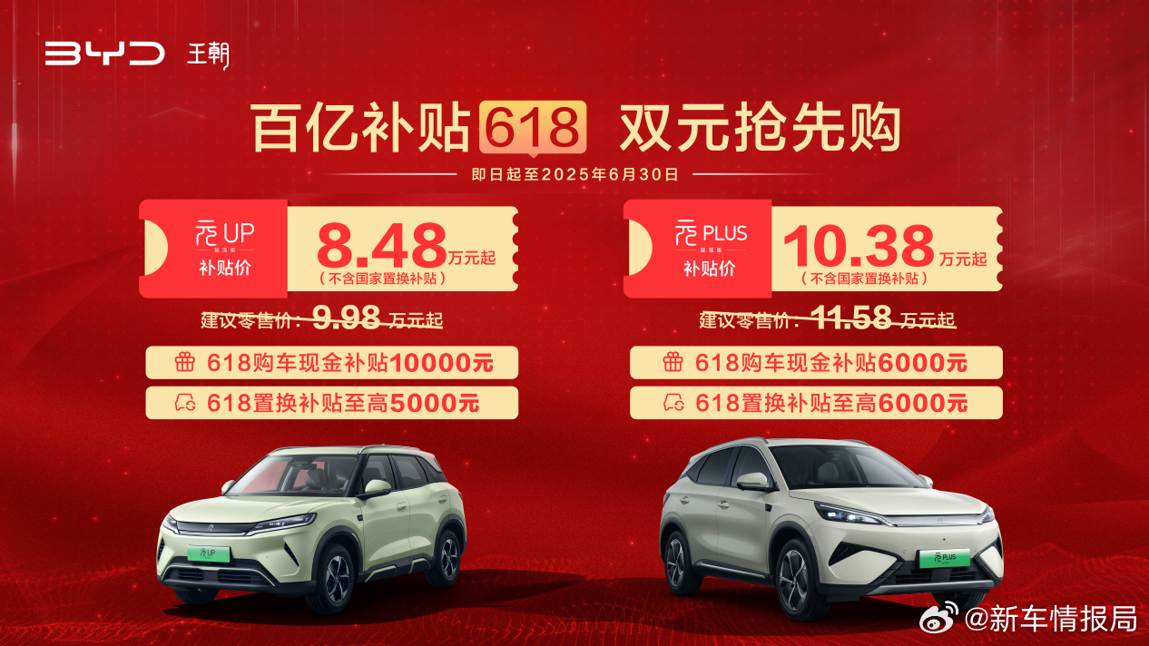 比亚迪王朝家族推限时百亿补贴日前，我们从比亚迪获悉，即日起至2025年6月30日