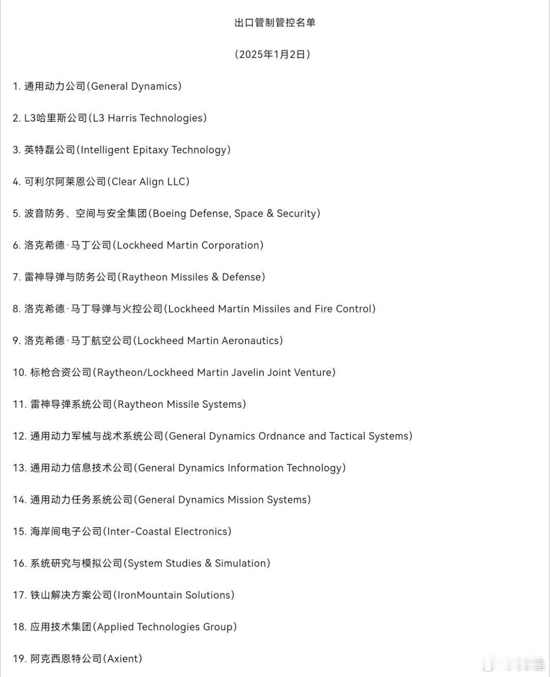 『中方决定：将28家美国实体列入出口管制管控名单』https://mp.weix