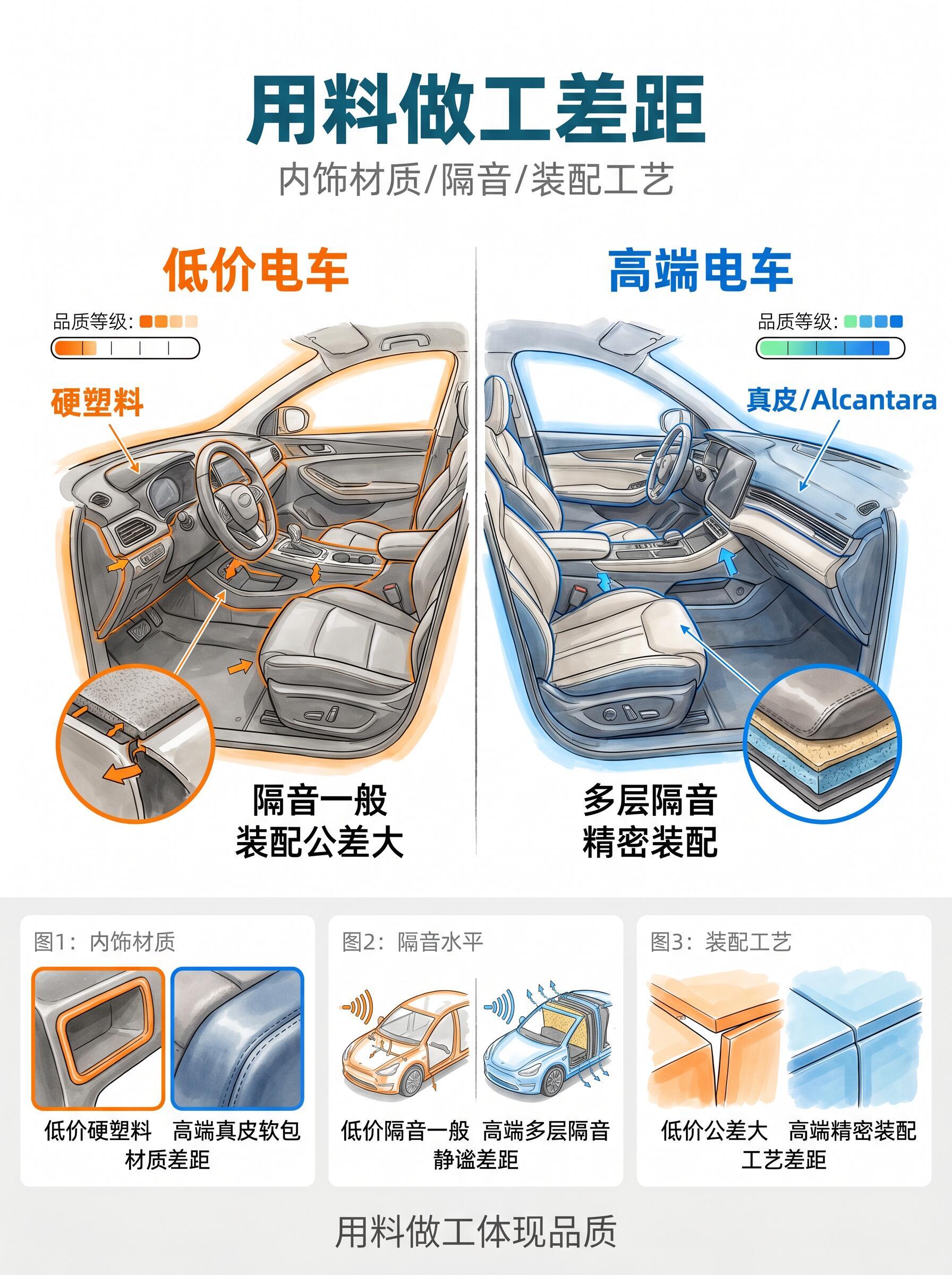 便宜电车和高端电车差在哪？低价代步电车和高端电车，差价到底差在哪？1️⃣三电核心