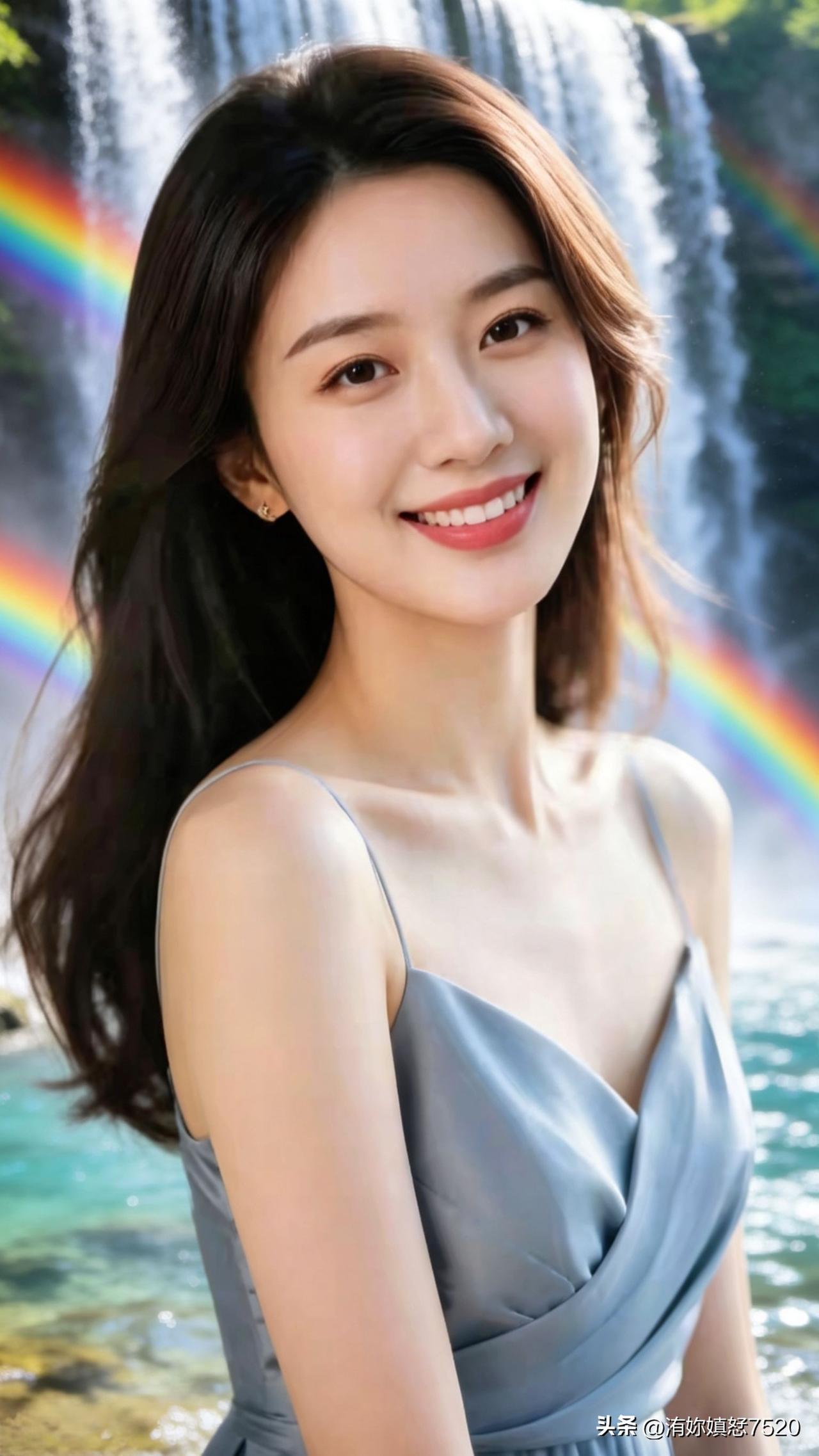 彩虹映笑颜，瀑布映芳姿。彩虹风光 瀑布彩虹奇观 朝霞伴彩虹 万水彩虹 彩虹山水 