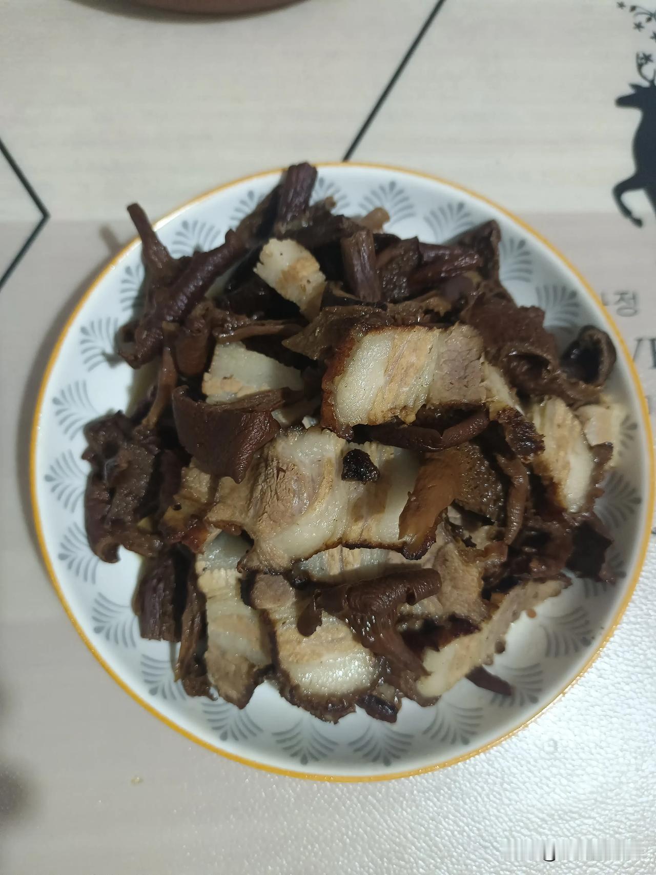 打工人下厨，只为温饱，煮熟有盐即可。
今日晚菜:
野蘑菇小炒肉。
清炒丝瓜。
没