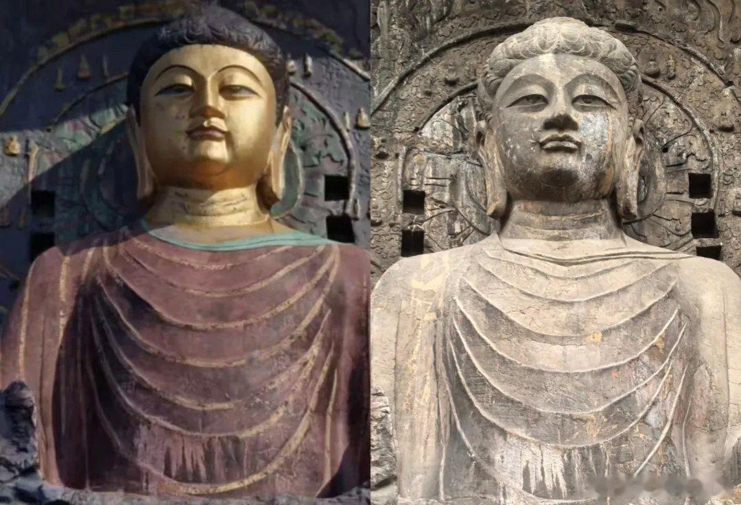 卢舍那大佛曾有金身（贴金），且为彩绘贴金、琉璃点睛的华丽样貌。 