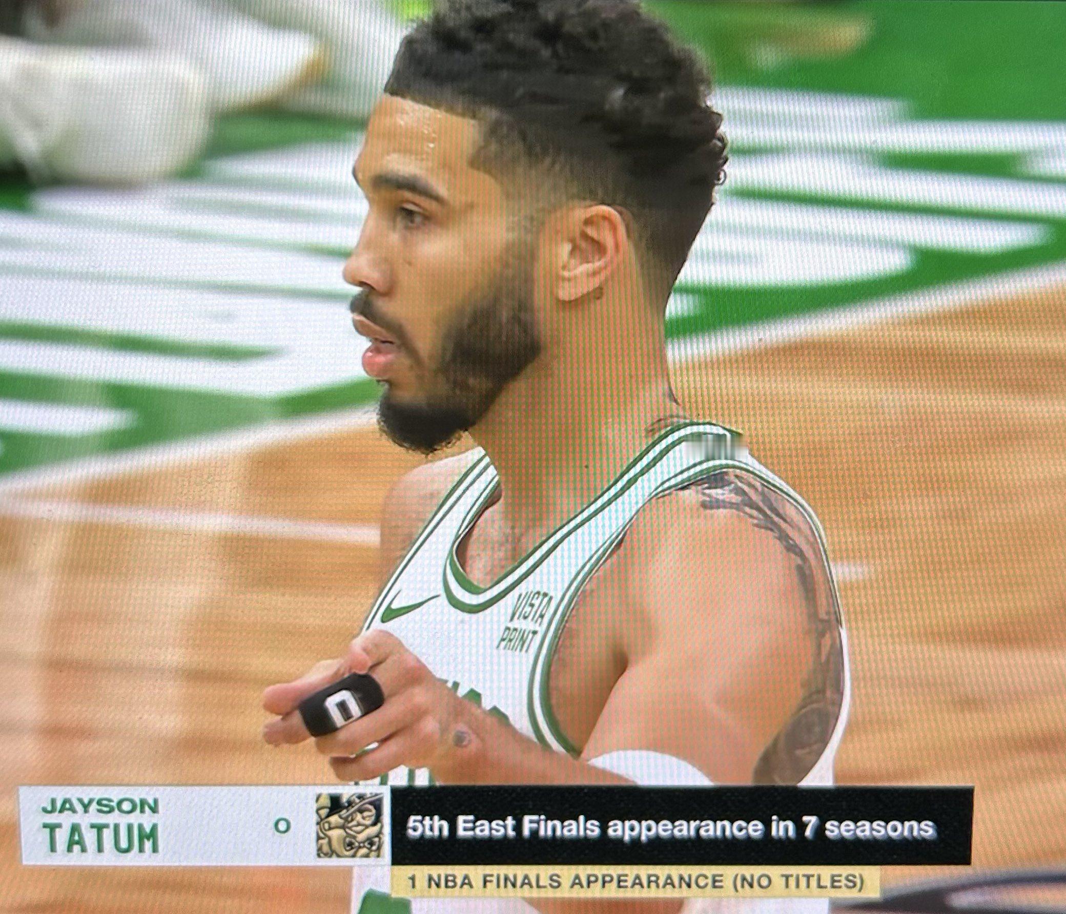 还强调了一下 转播方ESPN：塔图姆7年5次东决1次总决 没有冠军#塔图姆36分