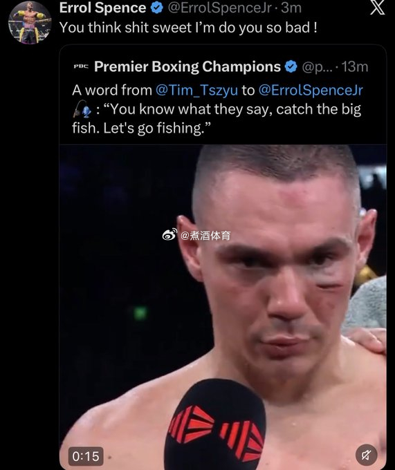 拳坛速递 小埃罗尔-斯彭斯（Errol Spence Jr）回应 蒂姆-茨尤（T