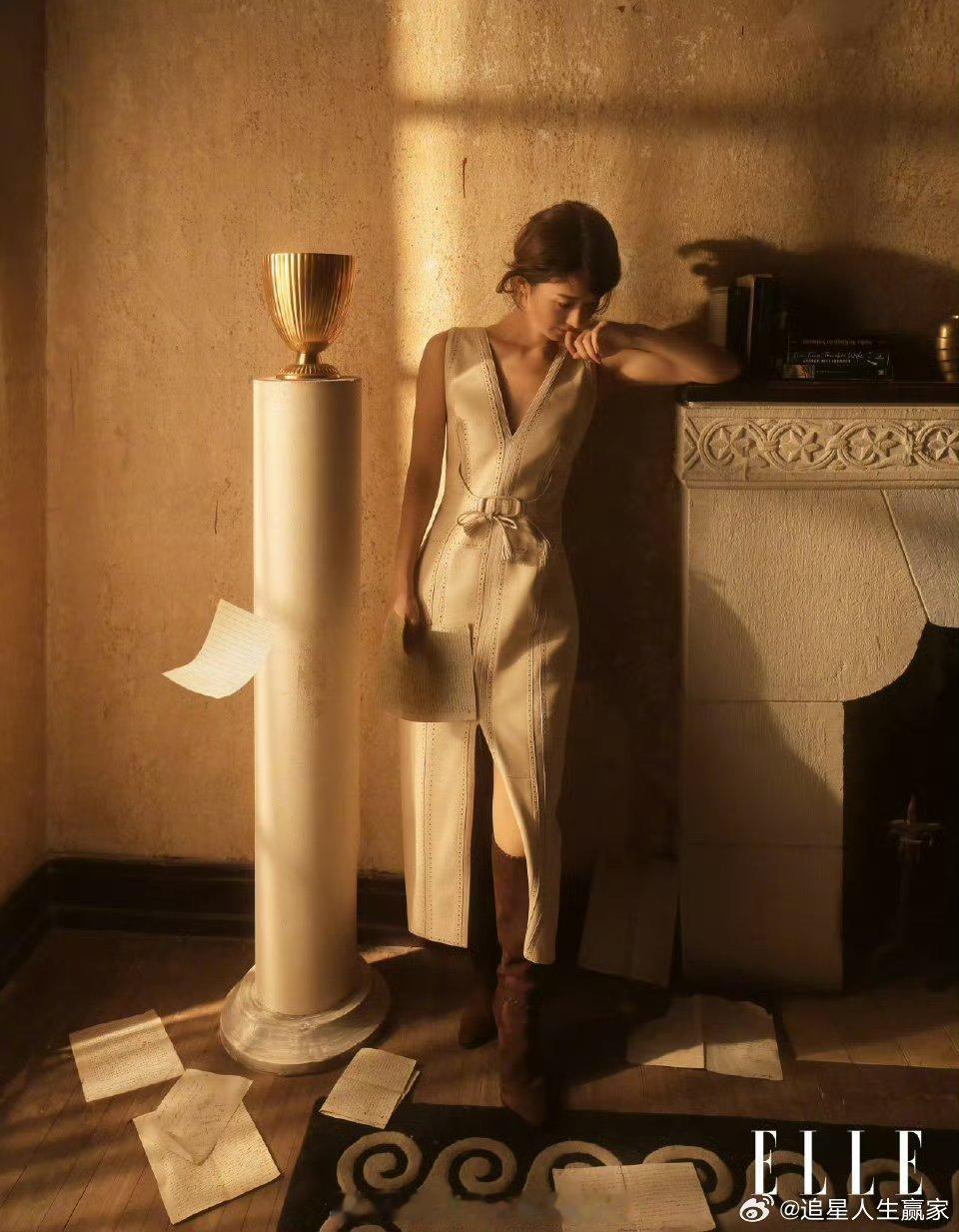 赵丽颖ELLE封面复古俏丽，小家碧玉具像化真的太漂亮了吧.要为美貌买单了