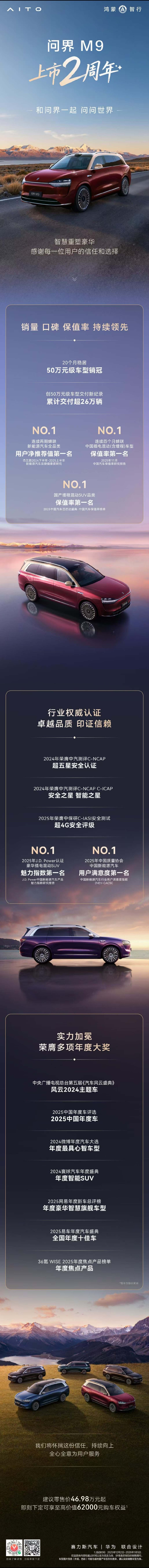 豪华真旗舰就选问界M9不知不觉鸿蒙智行的问界M9都上市两年了，遥想5年前，中国车