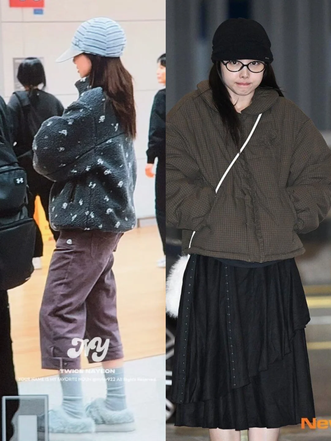 林娜琏这两天的保暖穿搭，可爱又时髦氛围感