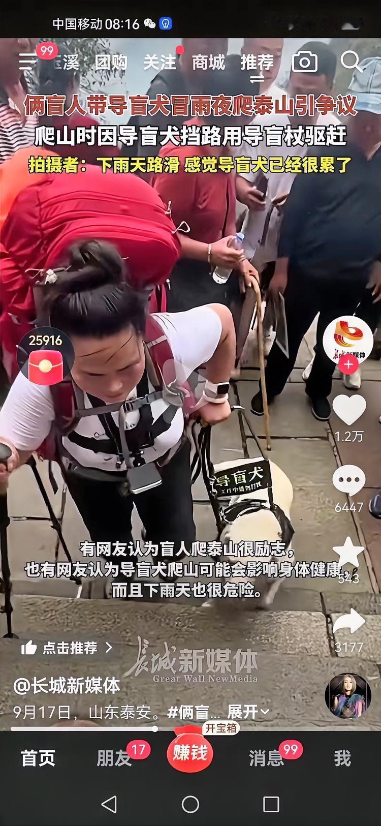 本人一直对残障人士极其尊重，但这种人才真正配我叫一句死瞎子！
两个死瞎子带导盲犬