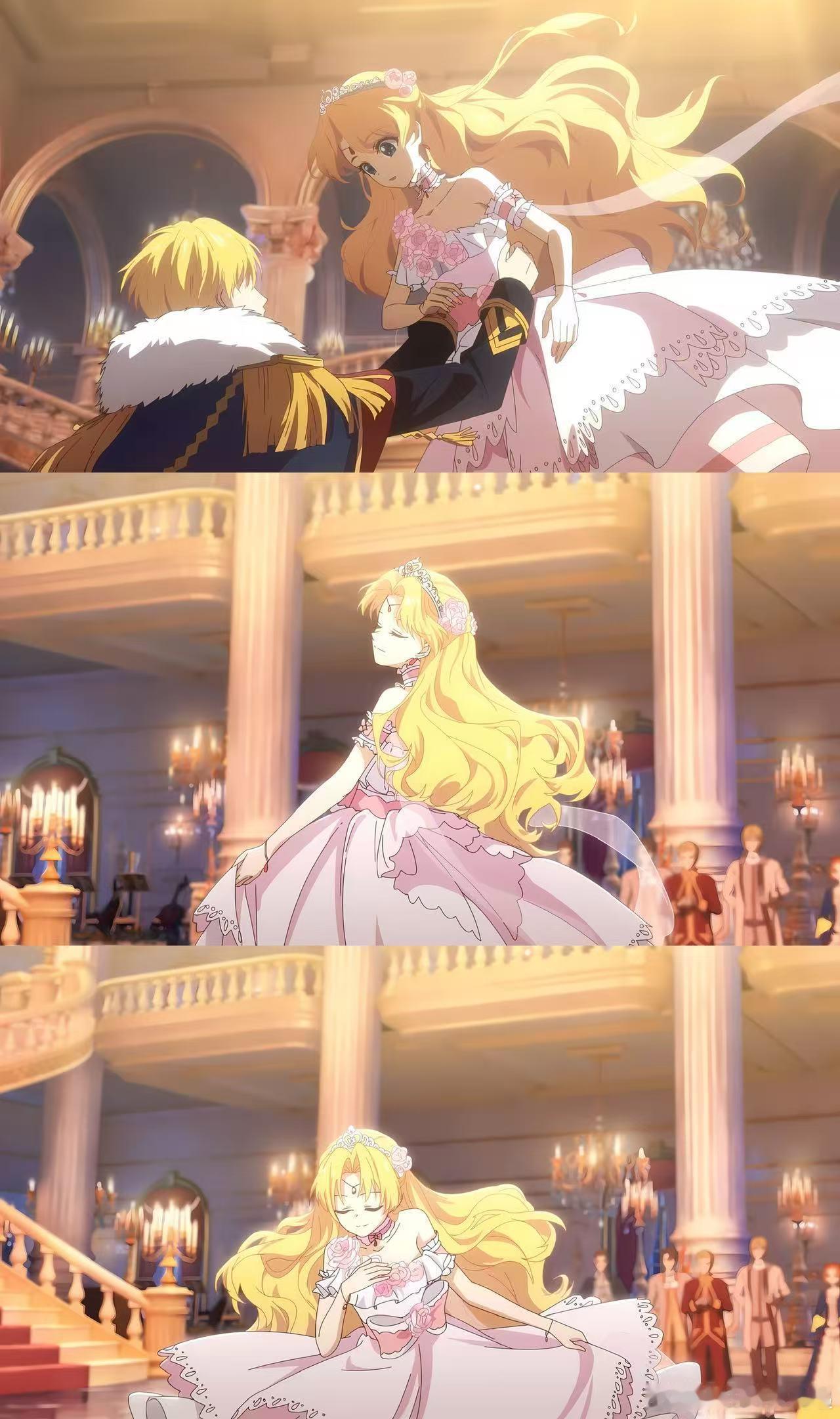 希娅在舞会上不小心踩到父亲的原画那段太可爱了，既展现了她的俏皮一面，也让这个完美