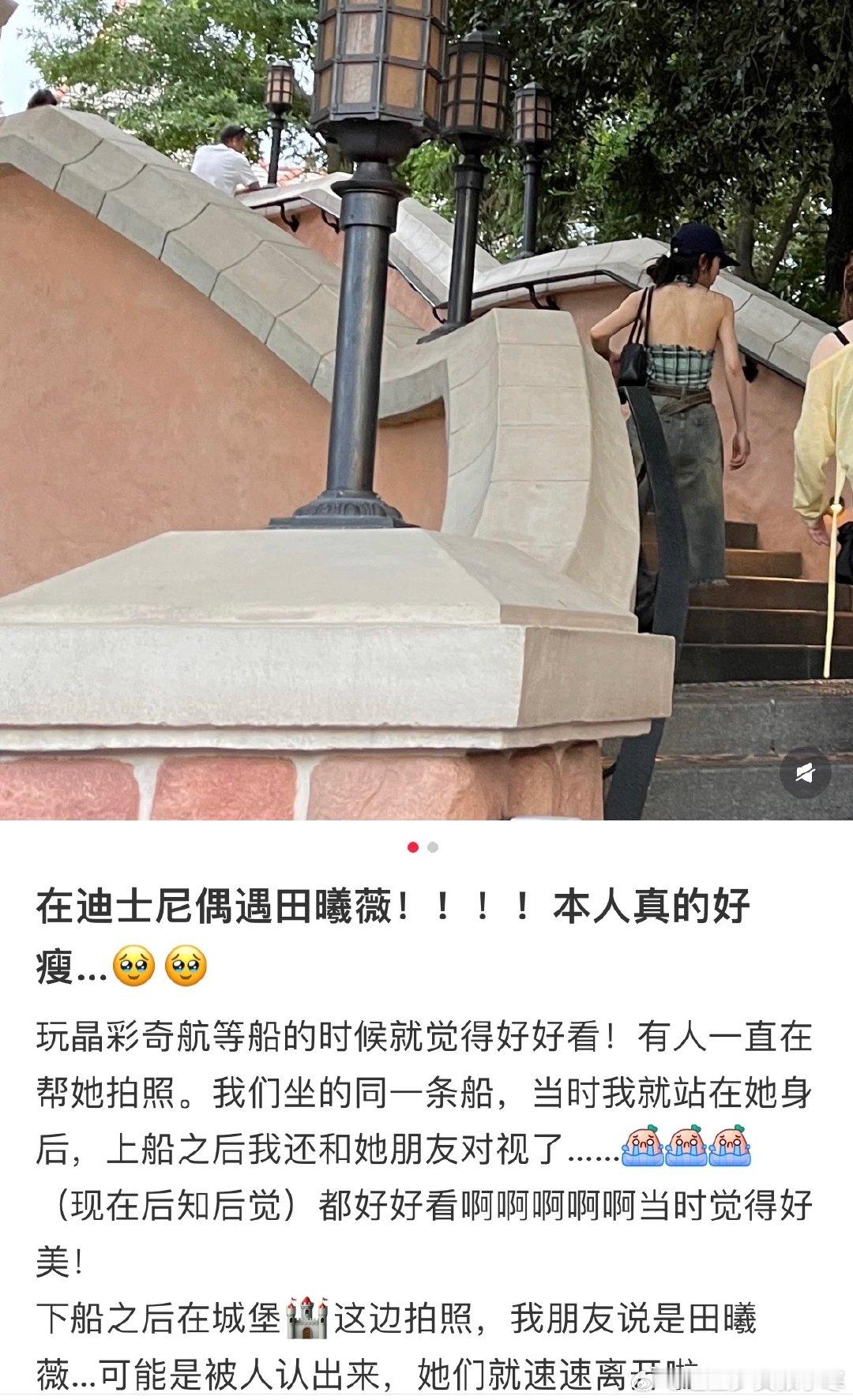 偶遇田曦薇迪士尼游玩偶遇田曦薇去迪士尼游玩偶遇田曦薇迪士尼游玩，背影这纤细感，咱