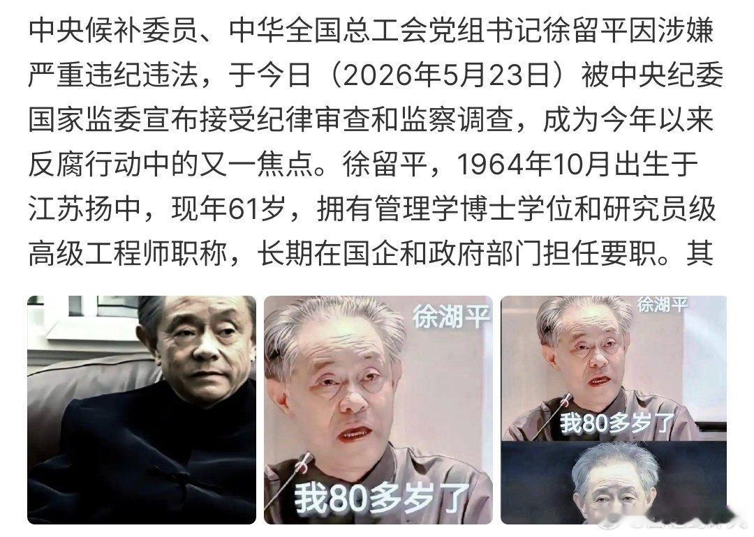 徐留平被查中华全国总工会党组书记徐留因为涉嫌严重违纪平被查，目前徐留平正在接受中