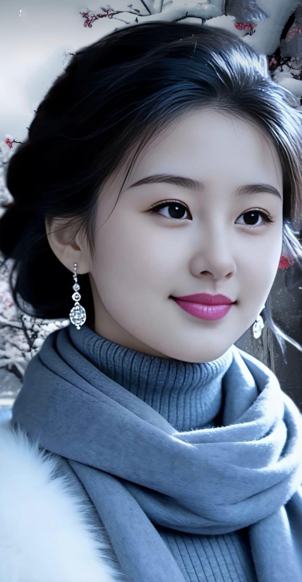 冬日暖阳下，温柔少女，银饰点缀，静谧如画。