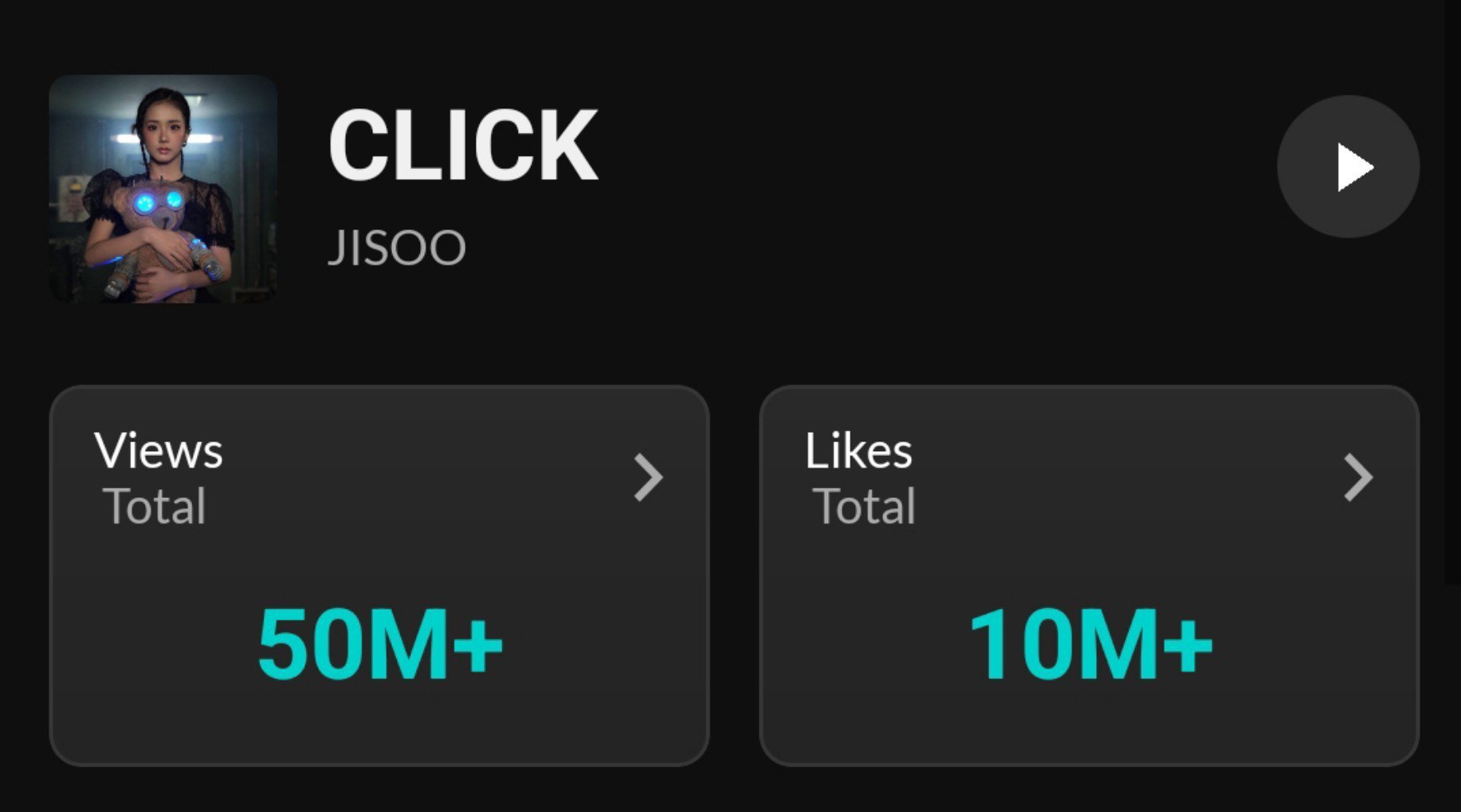 JISOO 的《CLICK》在 TikTok 上已突破 5000 万次观看，点赞