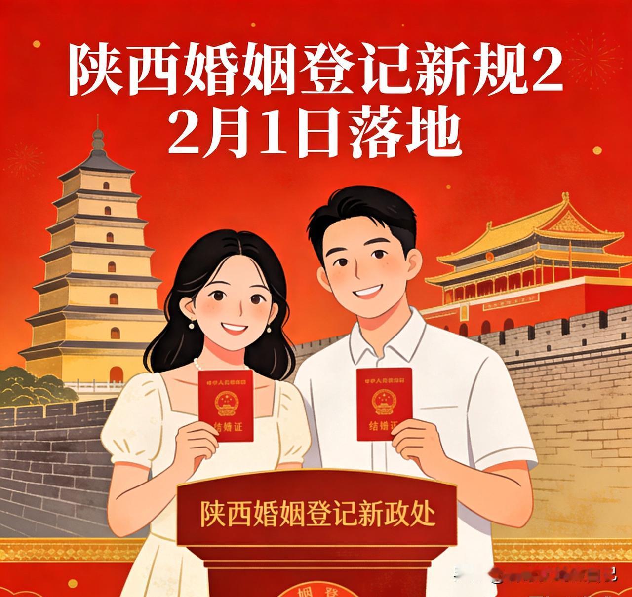 陕西人注意！2月1日起结婚离婚不用回户籍地了！
 
家人们！陕西婚姻登记出大好事