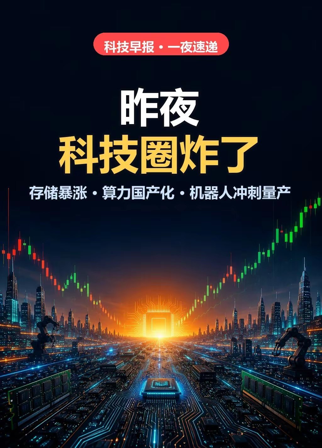 信息量爆炸💥 今晨的重点给你划好了👇🔥最热三条：1️⃣ 美股存储板块暴力反