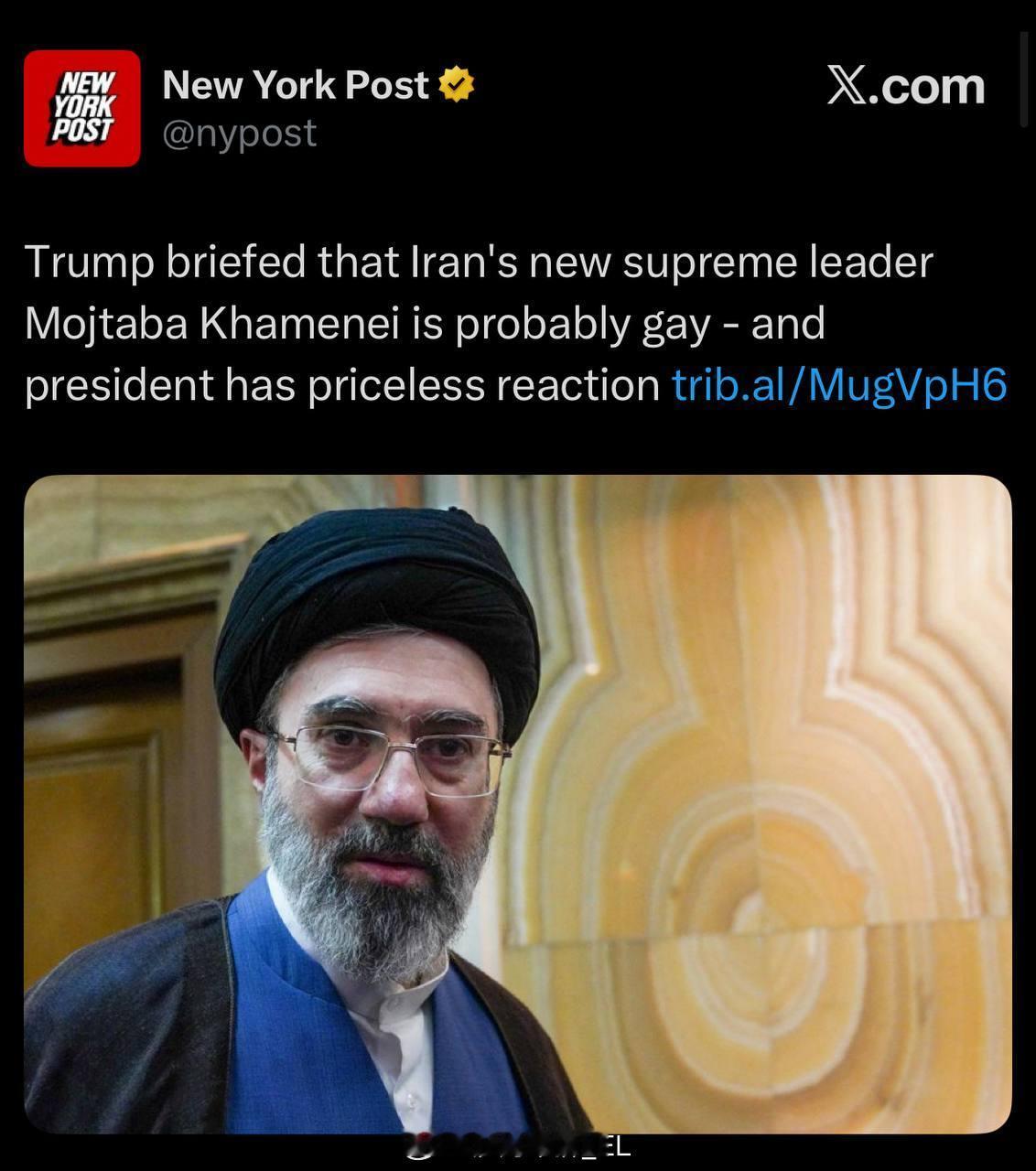 美国政府开始散播消息说“小哈梅内伊是同性恋”，也是挺捞的。 