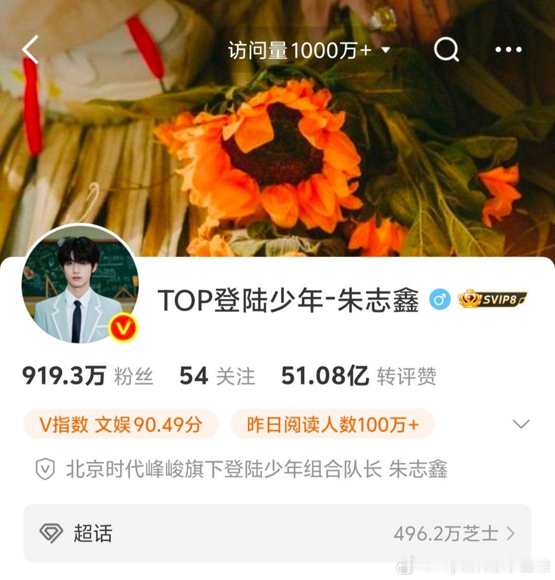 朱志鑫主页访问量突破1000w 朱志鑫首页访问量破一千万！！！ ​​​