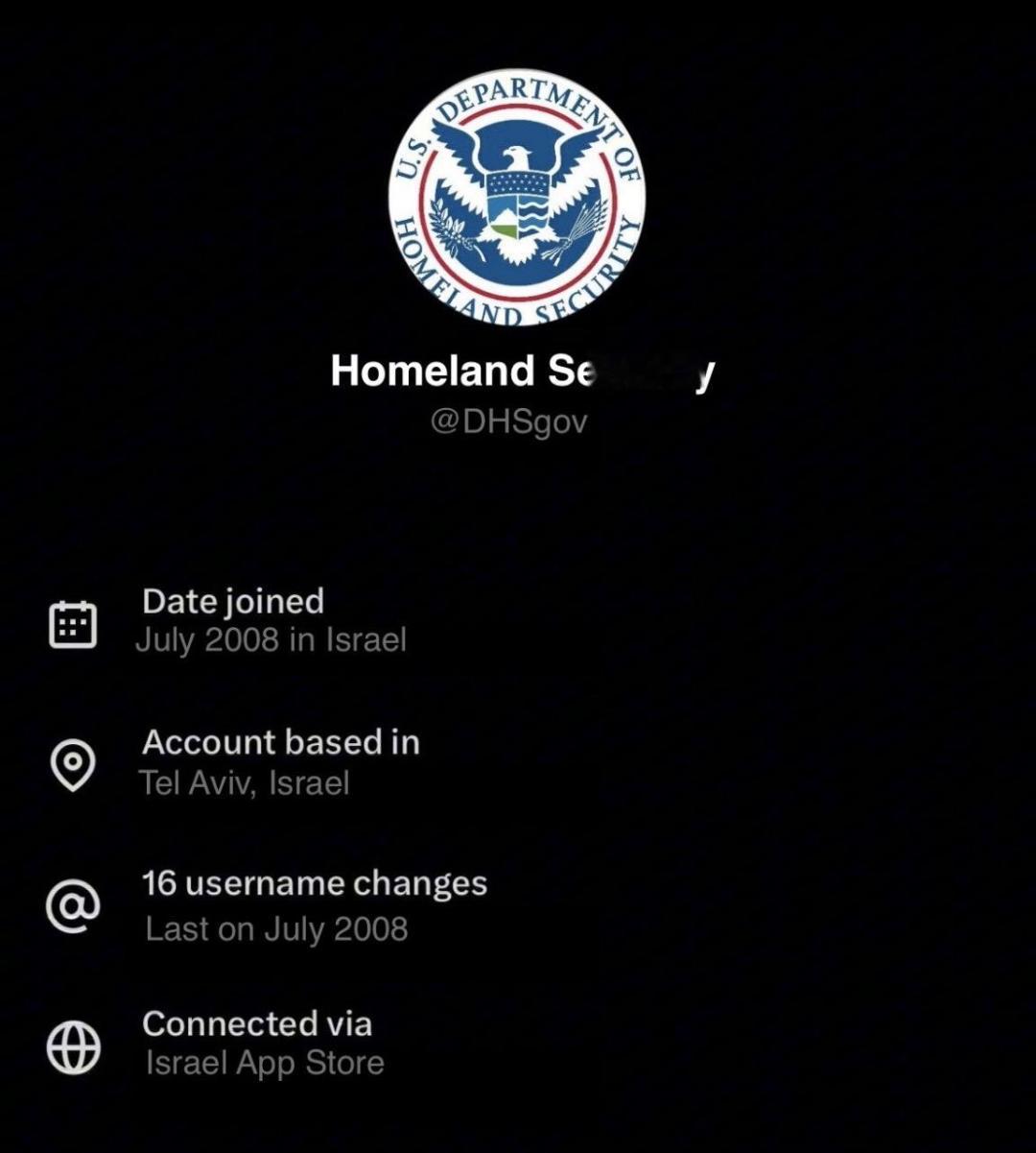 美国社交媒体平台X上线显示IP属地功能后，有用户发现美国国土安全部官方账号的创建