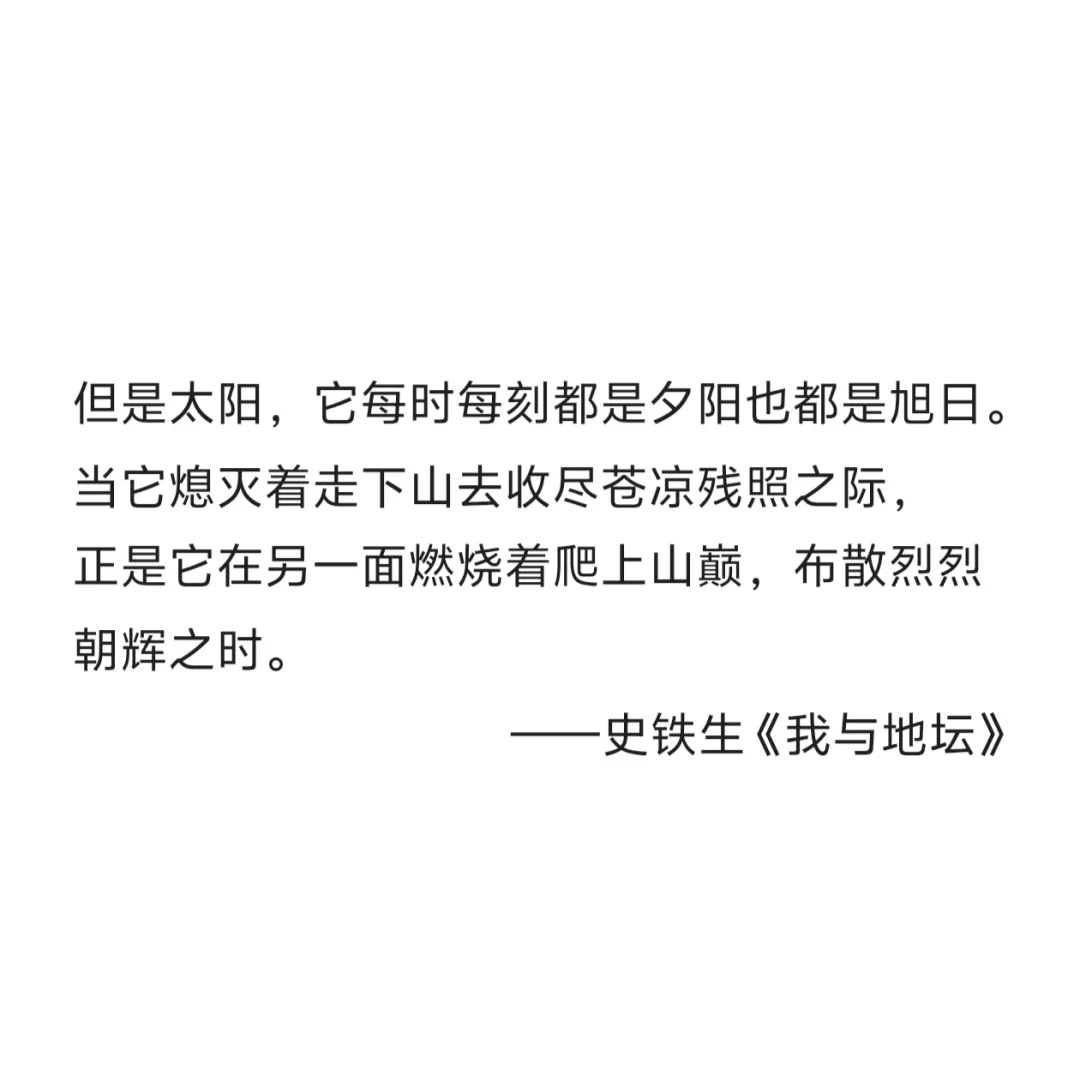 文字的力量。 每次看到史铁生老师笔下的文字总会被惊叹到，感受到文字的力量。