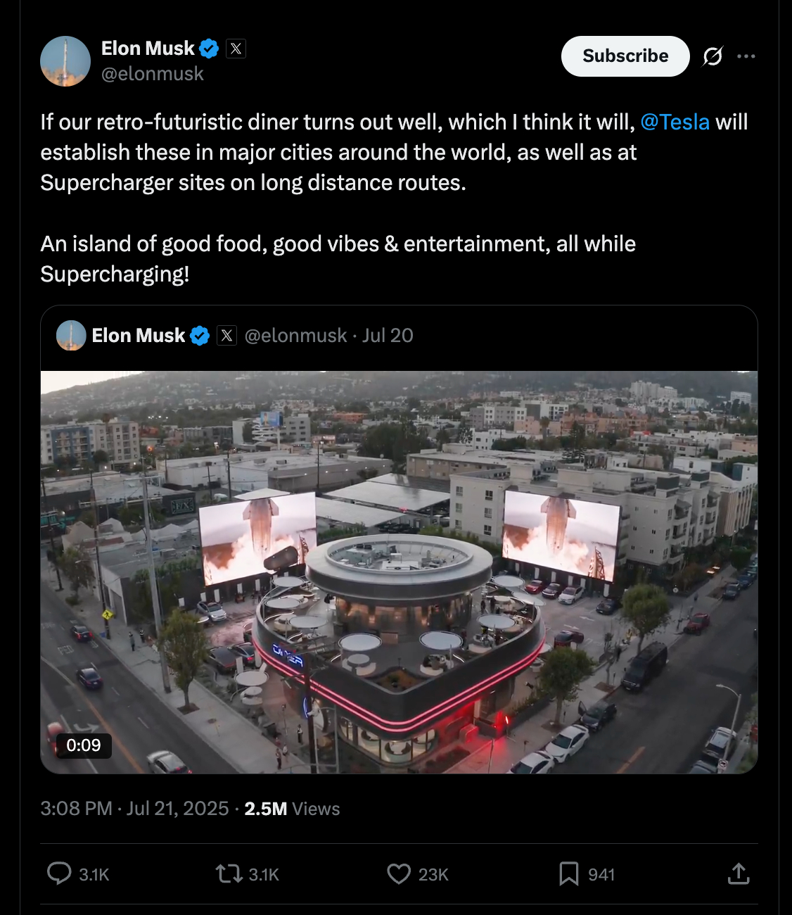 elon musk 宣传 tesla dinner 提到的  retro-fut