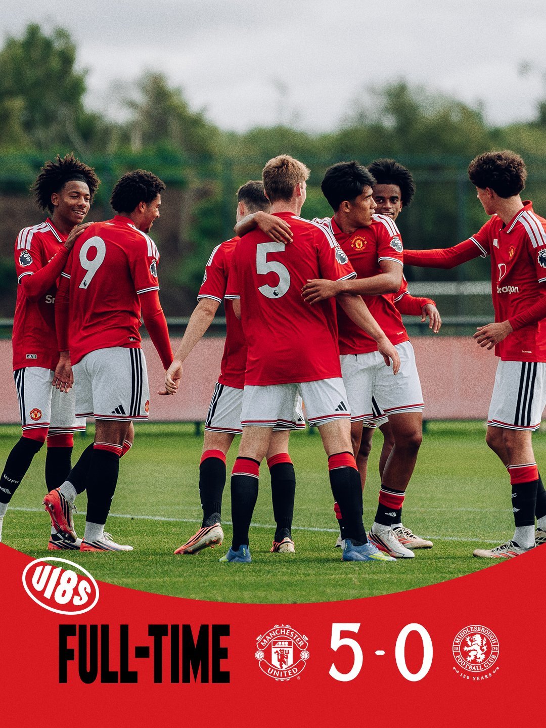曼联U18在一场联赛比赛中，以5-0大胜米德尔斯堡U18！曼联[超话] ​​​
