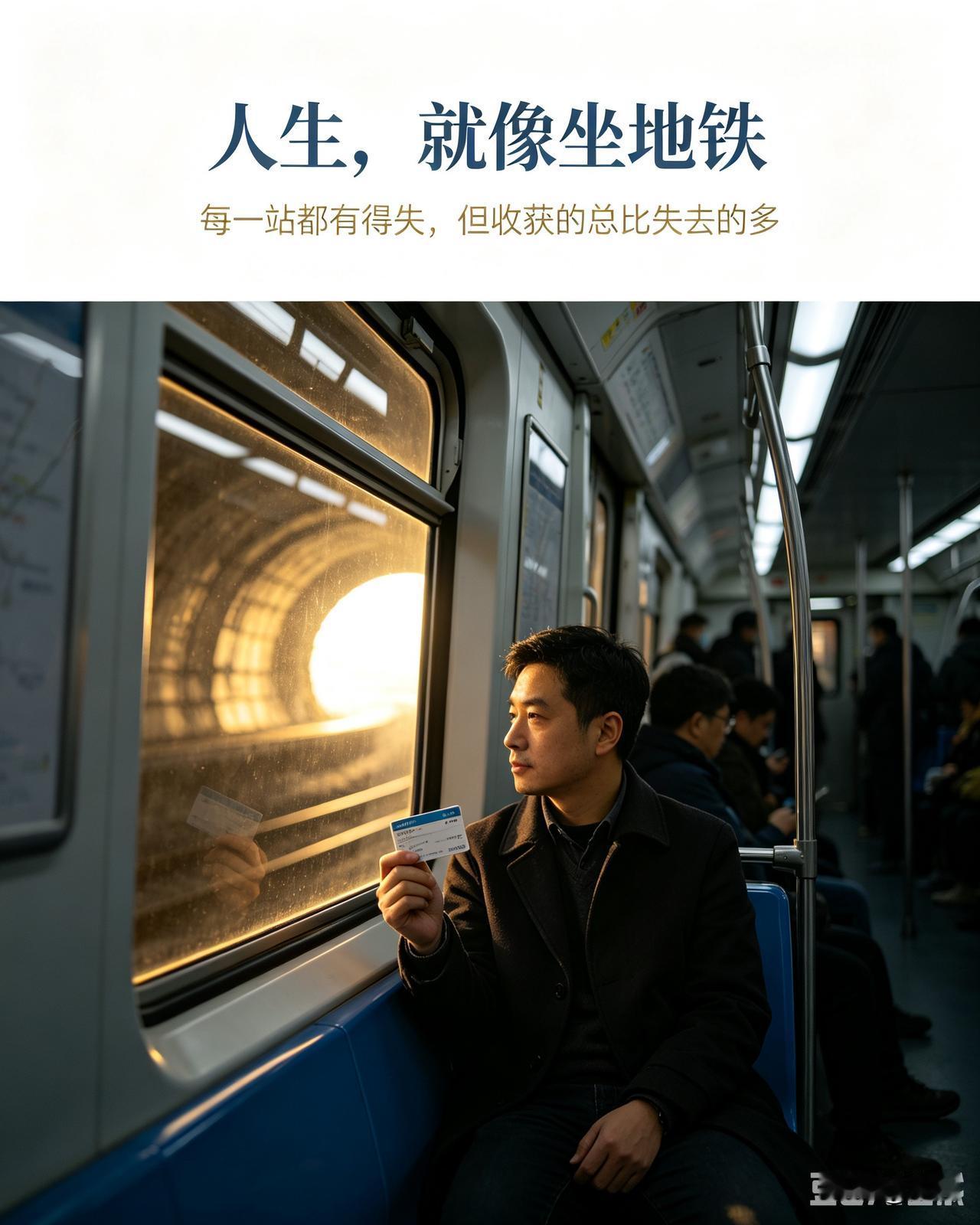 人生，就像坐地铁
 人生，就像坐地铁，开始总是满满的，带着希望前行，每一站都有得