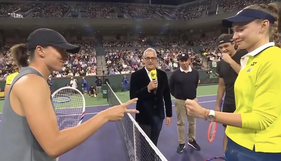 莱巴金娜和斯瓦泰克这张猜边的图片，据说在外网火了，谁能告诉我这张图片火的点在哪里