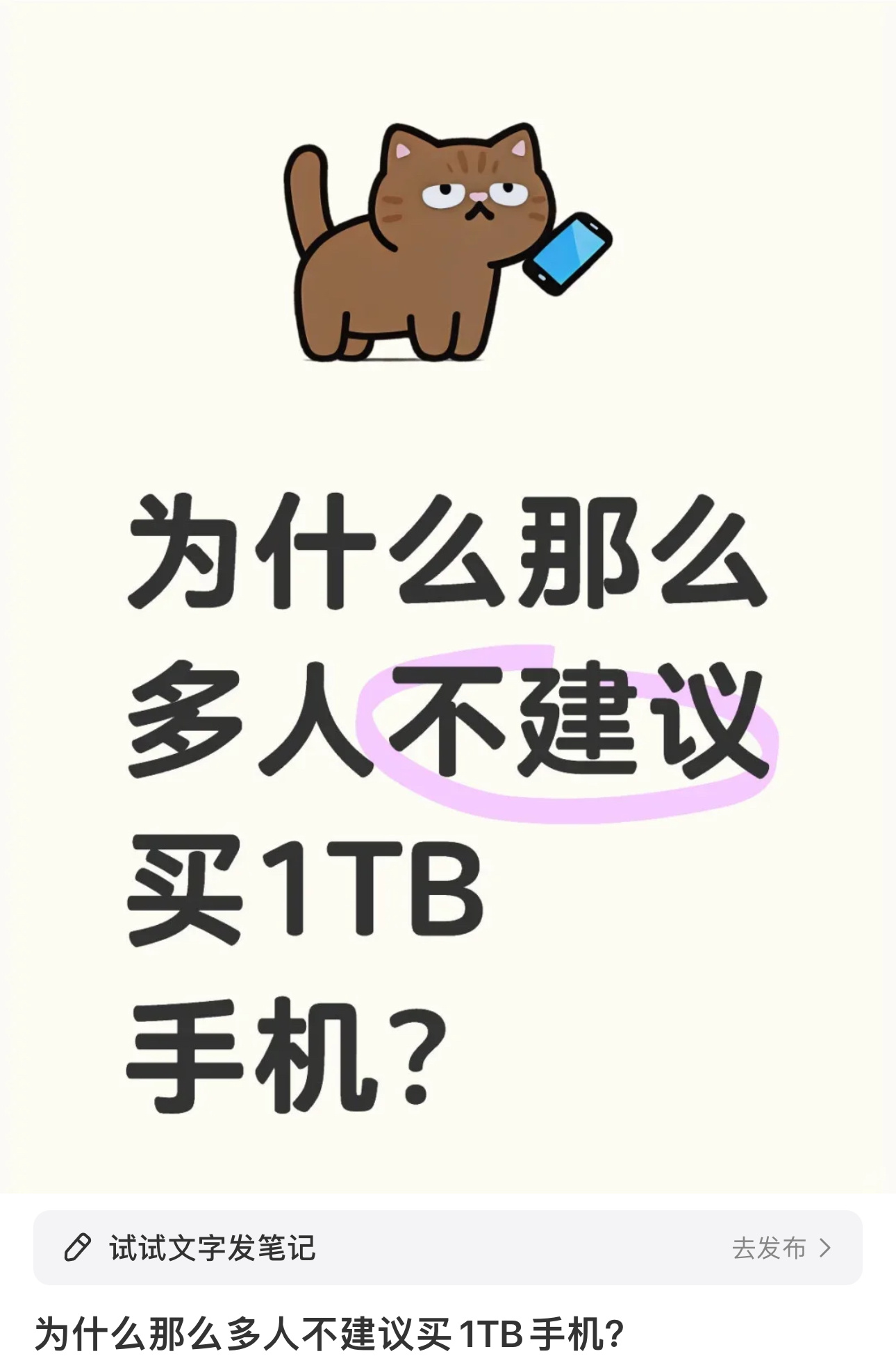 网友提问：为什么很多人不建议买1TB的手机？这还用说么，不推荐的原因肯定是“贵”