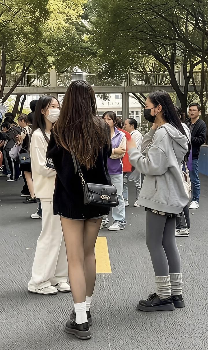 校园生活里，排队、聊天、享受阳光是日常的小确幸。
课间去食堂，长长的队伍排起来，