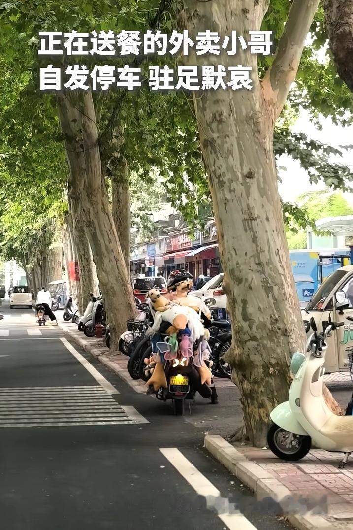 九一八事变爆发95周年，上午十点，正在送餐的外卖小哥听到防空警报声。本以为他会赶