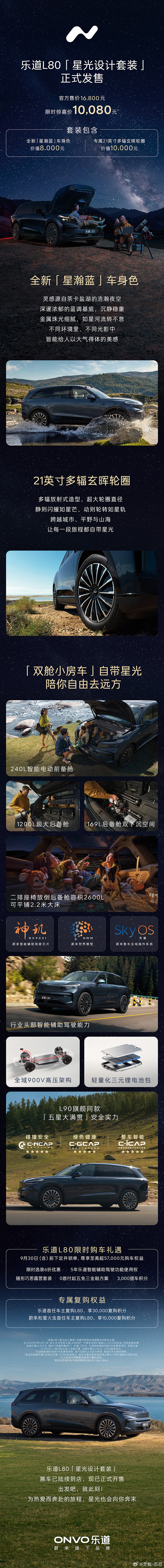 乐道L80“星光设计套装” 正式发售，官方售价16,800元，限时惊喜价10,0
