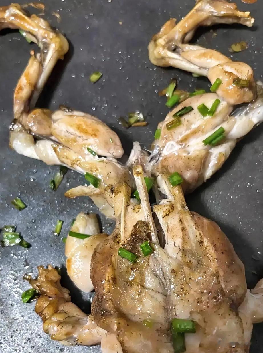 野外烧烤蛙肉，绝对是一道难觅的美食。你想象一下这场景，火舌舔舐着蛙腿，油脂滴落，