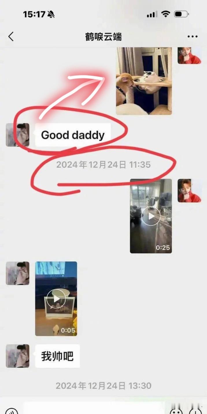 李明德晒聊天记录 导演发的good daddy的意思是说李明德对他的猫好，怎么有