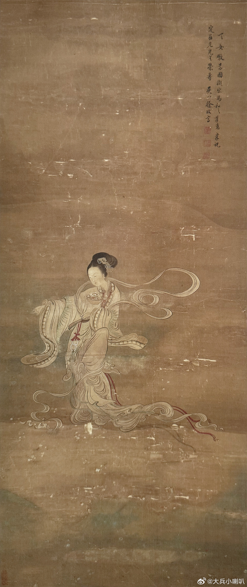 国史古风 【中华名画欣赏 《天女散花图》（徐玟）】       《天女散花图》是