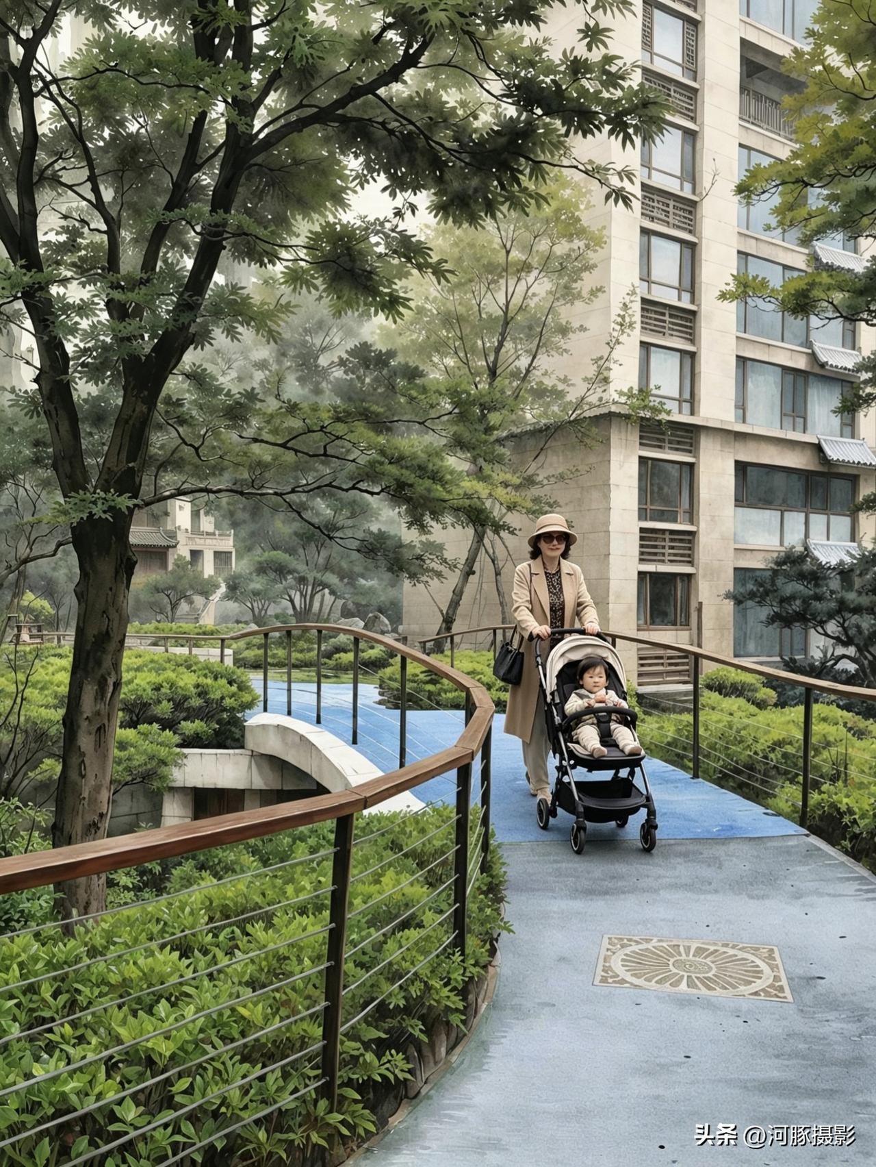 时尚奶奶带着孩子要出门了…