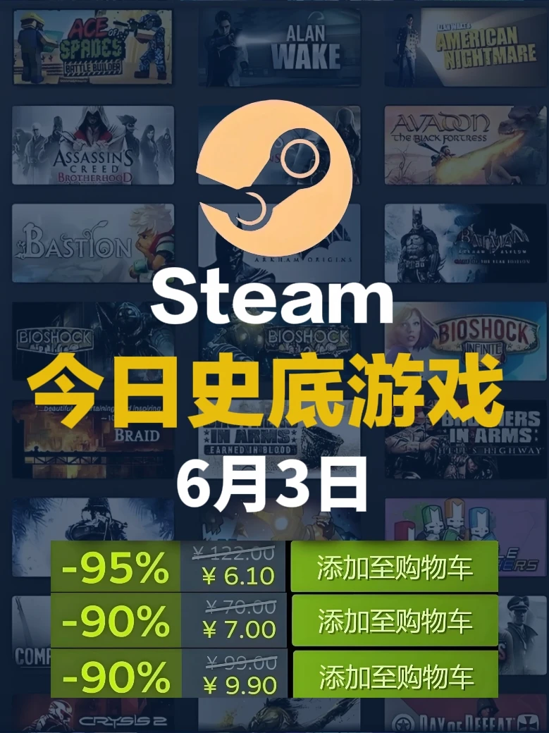 6月3日steam史低游戏，精彩6月！