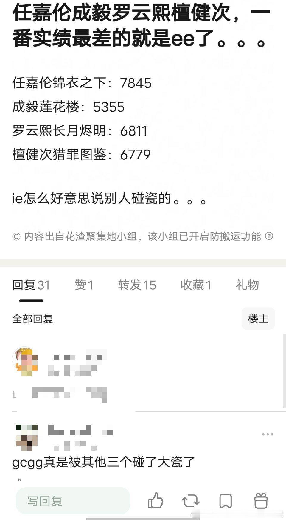 瓣人说 成毅粉丝说任嘉伦罗云熙檀健次碰瓷  但是一番实绩确实是垫底的[允悲]怎么