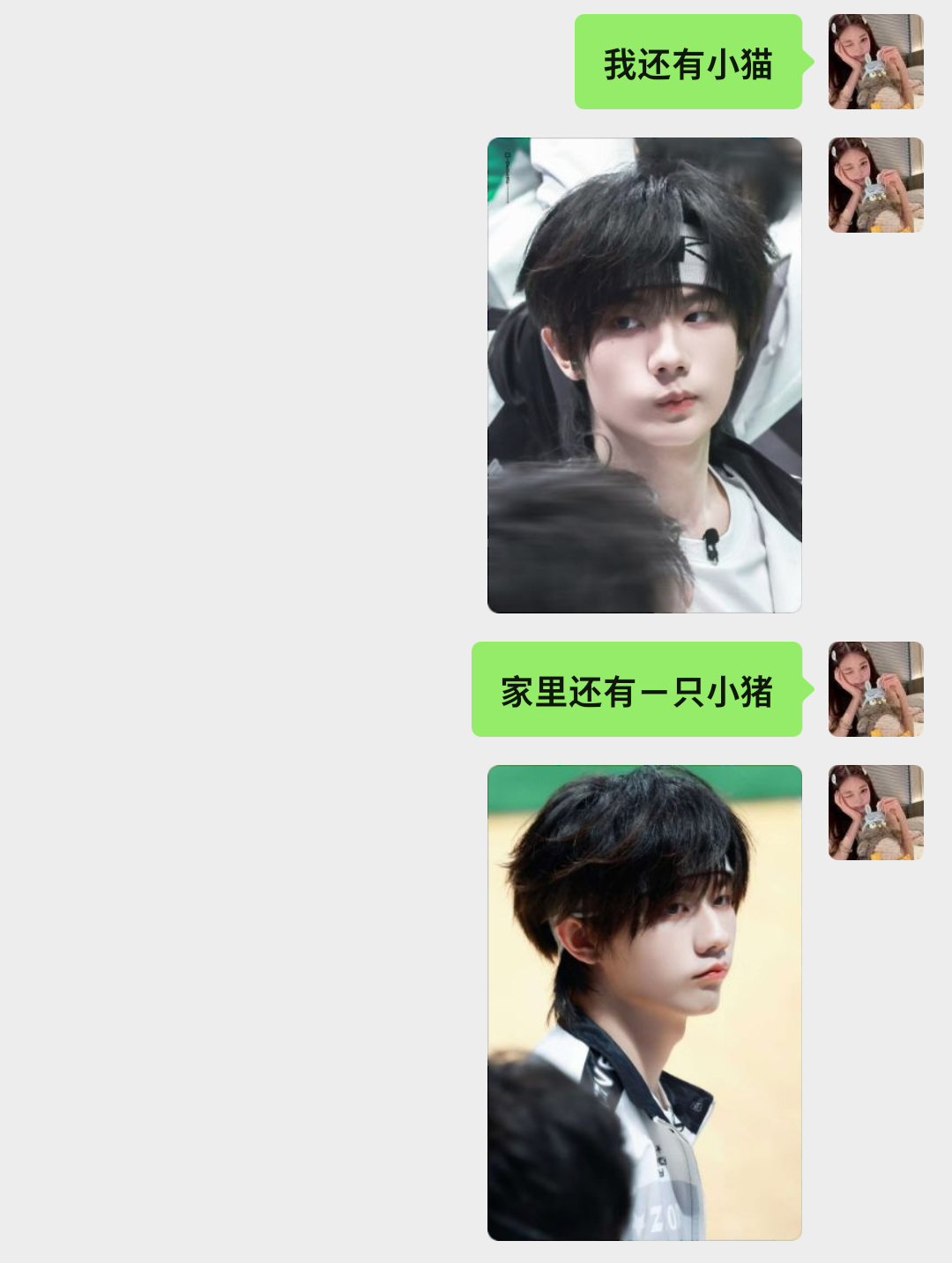 我也有啊家里有一只小猫一只小狗一只小猪一只兔子 