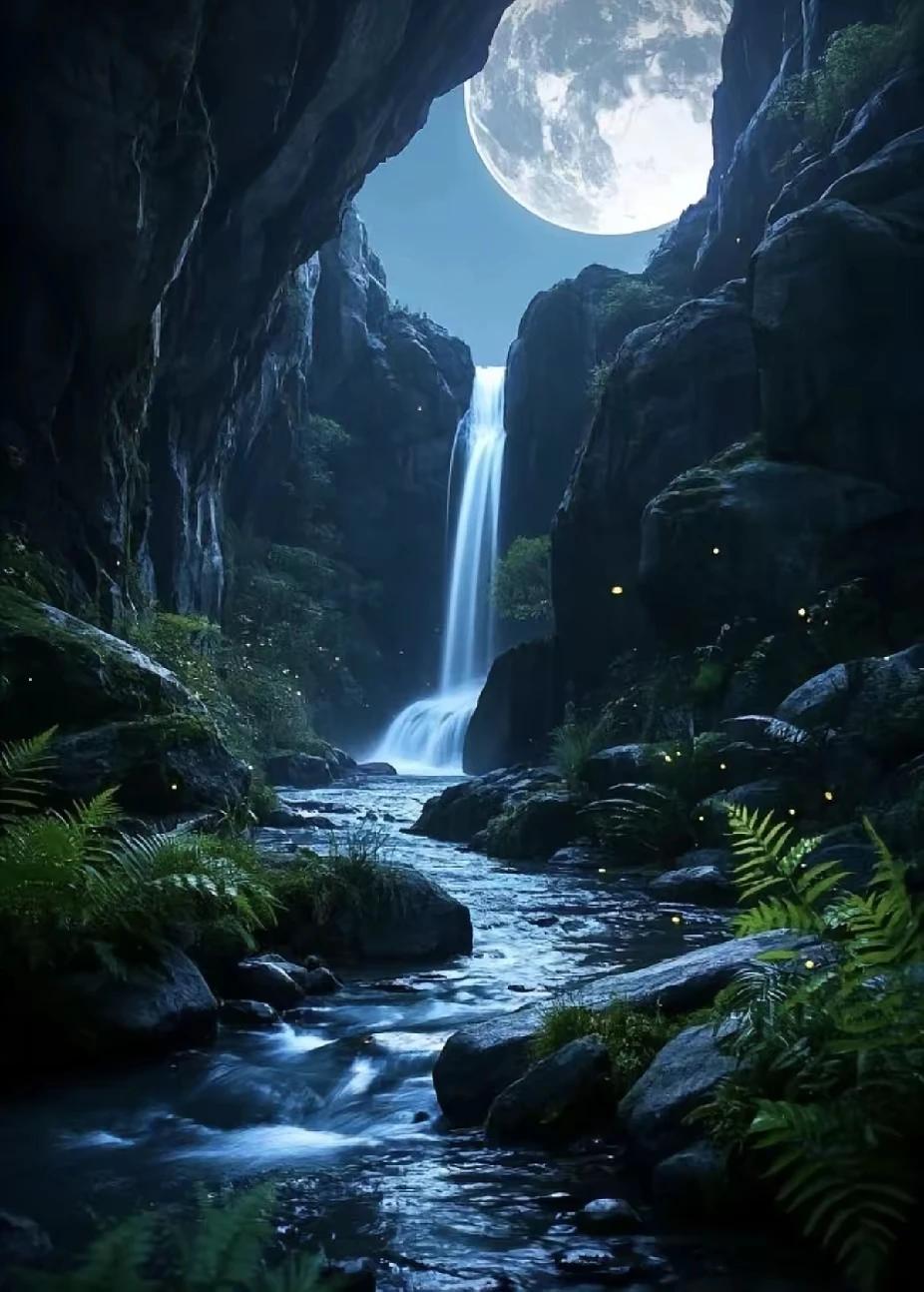 上联：泉鸣幽谷松筛月
下联: 凌空飞瀑挂星帘，此下联意境悠远，与上联的清幽之景相