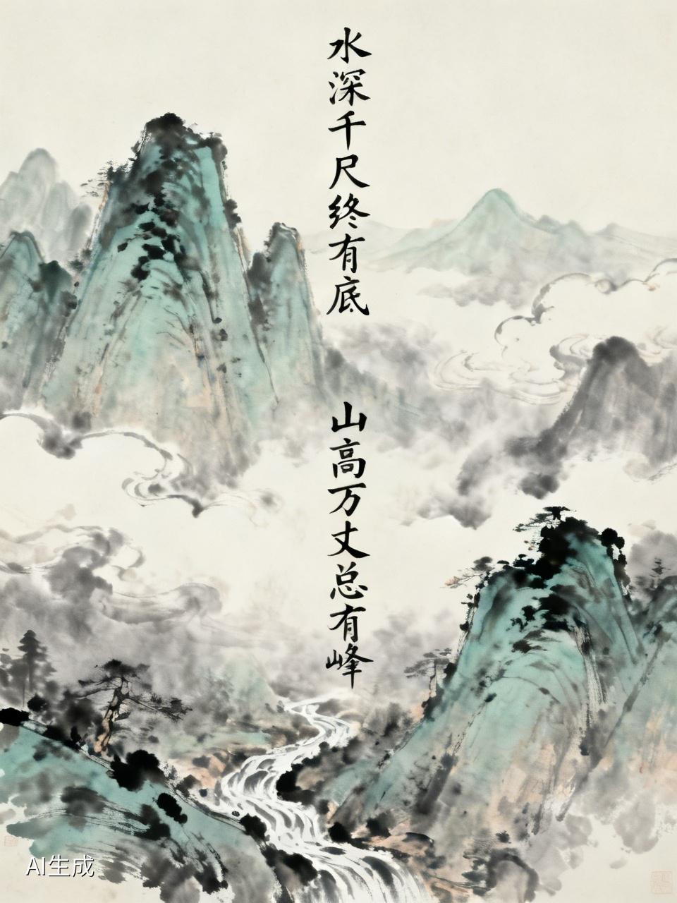 下联：山商万丈总有峰。